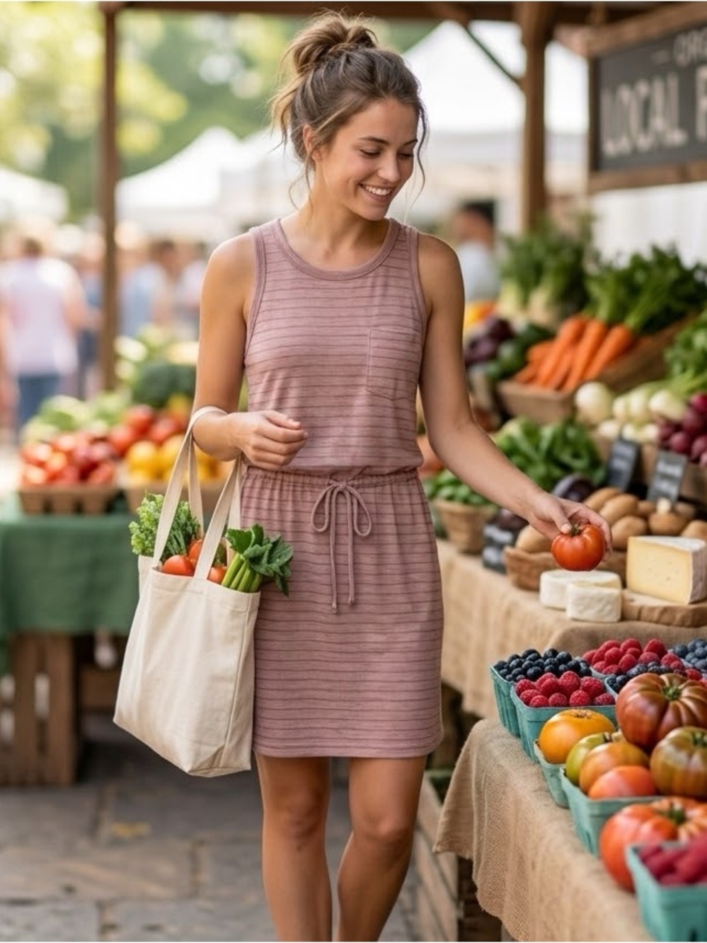 UpWest Mauve Tank Midi Dress with Pocket